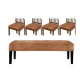 New 5Pieces Elastic Trimmed Chair Cover Set Silver Fleece Nonslip Feature for Home Office