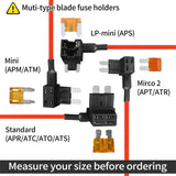 Upgraded Blade Fuse Tap-Low Profile Fuse Taps,  Add-a-Circuit Fuse Adapter, 12V Tap Fuse Holder with 5 Amp Low Profile Mini Fuse