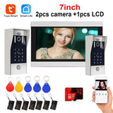 5in1 Unlock Doorbell 7inch 1080P Touch Monitor Video Intercom System Home intercom with Fingerprint IC Card Unlock for apartment