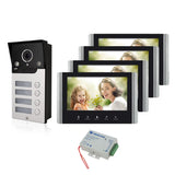 4 wire 7 inch Apartment Building Video Intercom Video Door Bell Camera with 2/3/4 Buttons for Family HD Video Door Phone System