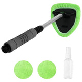 Windshield Cleaning Tool with 2 Microfiber Pads Car Window Cleaning Tool Extendable Handle Car Glass Cleaner for Car & Home Use