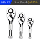 1/4 3/8 1/2 Inch Drive Stubby Ratchet Set Mini Ratchet Wrench Quick-Release Head Mini Ratchet Wrench Multi-funtion Wrench Tool