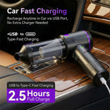 4-in-1 Car Vacuum Cleaner – 17000Pa Strong Suction, Cordless Handheld with Blow LED Lamp, USB-C Fast, Home-Car Universal