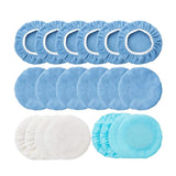 20pcs 5-6 Inch Buffer Bonnets Waxers Bonnet Set 12 Microfiber 4 Wool 4 Non-Woven Buffering Waxing Polishing Pads Cover for Car