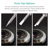 ABWG-Camera Repair Tool with Detachable Flat & Pointed Tips for Camera Lens All Metal Lens Repair Set with 6 Tips 8
