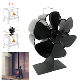 Black Fireplace Fan With 6 Blades Heat-powered Stove Fan No Battery or Electricity Required Log Wood Burner Eco Quiet Fan