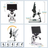 Digital Microscope 7 Inch Large Color Screen Large Base LCD Display 12MP 1-1200X Continuous Amplification Magnifier With A G1200