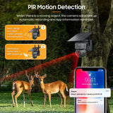 4G WIFI Solar Powered Wireless Trail Camera, Traps with Live View Alarm, Human Detection, PTZ Camera for Home Security Hunting