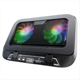 (BAAY) New V21 14cm Dual Fans Laptop Cooler 14In-17.3In Lighting Adjustable Foldable Laptop Cooler Pad Cooler Pad LED Light Fan