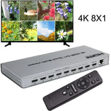 4K HDMI 8x1 Multi-viewer 8 in 1 Out Seamless Switch HDMI Multiviewer 8 Ports HDMI Multiviewer 1 TV Monitor Display Multi Screens