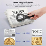 2-inch Digital Microscope 100X Zoom Magnifying Glass With Illuminated Light Coin Magnifier With 2 Color Light Mode Rechargeable