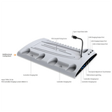 Charging Stand, Multifunctional LED Cooling Stand With Charging Station, 2 Controllers For PS5 PS5 SLIM Console