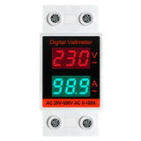 1 PC 2 In 1 Din Rail AC Monitor Single Phase Voltage Current Power Meter Voltmeter Ammeter AC20-500V AC0-100A VOLT AMP Detector