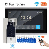 New 5in1 Fingerprint Unlock Tuya Smart 10inch Wifi Video Intercom System Video Door Phone Camera with Motion Detector 1080P