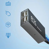 1 Pair USB 2.0 Extender Up to 120M Over CAT6 Cable TX RX 4 USB Extension Metal Hub Adapter Lengthen for PC Computer Peripherals