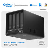 4-bay 10Gb External Hard Drive Enclosure (DAS), Plug and Play, Supports SATA Hard Drives, D4-USB-10G