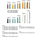100 plastic wall anchors and 100 screws, 10 sizes of carbon steel screws, wall plug bolt combination kit,  wall plug anchor set