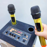Dance Speaker Karaoke 8-inch Speaker High-power Wireless Dual Microphone Bluetooth Portable Speakers U-Disk TF Card AUX-in