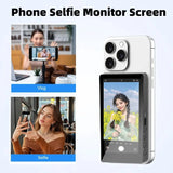 Phone Selfie Monitor Screen Wireless Magnetic Mount Vlog Phone Rear Camera Selfie WiFi Bluetooth Connection for Selfie Live