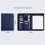 PU Leather A4 File Folder Zipper Closure Card Holder A4 Zipper Bag With Calculator Pen Insert Meeting Memo Book School