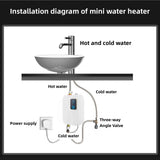 Instant Water Heater 220V 3500W White Mini Electric Tankless Hot Water Heater with LCD Display for Shower Bathroom Kitchen
