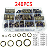 240pcs/Box M6-M30 High Press Hydralic Rubber Oil Pip Bonded Washer Metal Drain Plug Gasket Fit Combined Automotive Sealing Ring