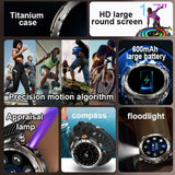 Flashlight Smart Watch Men BT Calls Voice Assistant Watchproof Heart Rate Monitor Remote Control Photography Outdoor Compass