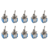10X AC 3A/250V 6A/125V 6 Pin DPDT On/On 2 Position Mini Toggle Switch Blue