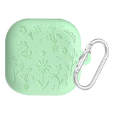 Engraved Flower Protective Skin Cover for Samsung Galaxy Buds4/4Pro Protective Earbuds Case with Keychain Scratch-Resistant