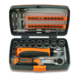 38 in 1 Household Ratchet Screwdriver Bit Set, CRV Steel, 22 Bits, 10 Sockets, 25mm Bit Length, 6.35mm Bit Diameter, 48~52HRC