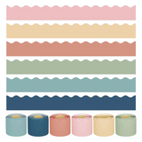 E-Easy To Use-6 Rolls Of 240 Feet Boho Bulletin Board Borders Colorful Classroom Trim Scalloped Edges Stickers