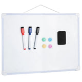 with 3 Markers & 4 Magnets Dry Erase Board 16" X 12" Double-Sided Whiteboard Wall Mounted Magnetic Graffiti Drawing Board