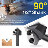 1Pc Milling Cutter V Groove Router Bit 90 Degrees 1/2-inch Shank V Slot Wood Router Bit with Carbide CNC Insert Woodworking Tool