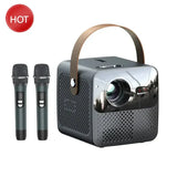 Portable Karaoke Projector With Dual Microphone High Fidelity Sound HD Wireless Projection