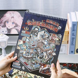 Horror Theme Cabin Scene Sticker PET 4 Scene 12 Sheets Visual Stacking Sticker Party Favor Super Large Pocket Sticker Book