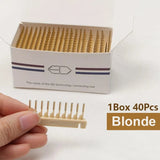 Hair Extensions Tools 6D Hair Buckle Tools 40 Pcs 6D Hairs Extension Machine 6D-2 Hairs Comb Medium Brown Beige Black Color Hair