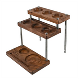 Coffee Dripper Stand Wooden Espresso Tamper Holder 3-Layer Solid Storage Rack Multi-Functional Coffee Tool Organizer