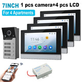 3-4 Unit Home 4 Wire 7inch Touch Wifi Video Intercom for Apartments Residential Video Door Phone System with Tuya APP Unlock