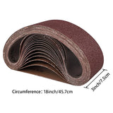 3 x 18 Inch Sanding Belts (76x457mm), 18 Per Pack Aluminum Oxide Sanding Belts (3 Each of 60 80 120 180 240 400 Grits)