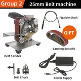 Mini Electric Belt Sander 220v 110v Belt Grinder Polishing Grinding Machine Cutter Edges Sharpener Grinder 7 Speed Adjustable