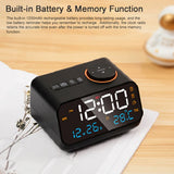 Multi-function Alarm Clock with FM Radio Rechargeable LED Digital Clock with Temperature and Humidity Display Voice Activated