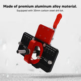 Red and Black Aluminum Alloy Concealed Hinge Jig with 35mm Hole Opener and 2mm Drill Bit for Door Cabinet Furniture Installation