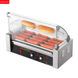 XEOLEO Electric Sausage Machine 5-7 Rollers Hot Dog Roller 750W Multifunction Hot Dog Machine Glass Hood With Acrylic Door