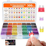 300pcs Of Car Blade Fuse Assortment Kit,160 Mini Blade Fuses, 50 Micro Fuse, 90 Standard Automatic Fuses For Cars RVs trucks mot