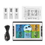 Digital Weather Station with 3 Remote Sensors 328ft/100m Black & Silver ABS Indoor Outdoor Temperature Humidity Monitor Alarm