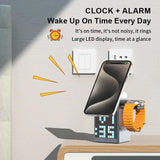 6 in 1 Magnetic Multi-function Wireless Charger with Bluetooth Speaker Alarm Clock for Iphone 14 15 16Pro Max for Airpods Iwatch