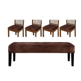 New 5Pieces Elastic Trimmed Chair Cover Set Silver Fleece Nonslip Feature for Home Office