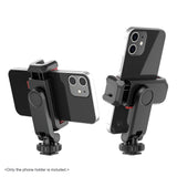 Multi-functional Phone Holder Clamp 360° Rotatable Dual Cold Shoe Mounts Plastic Black 6cm-9cm Clip Width 51g for Smartphone