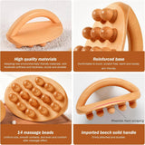 Wooden Lymphatic Drainage Massage Roller - 14-Bead Cellulite Massager Tool for Body Sculpting, Gua Sha, Myofascial Release Detox
