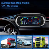 Digital Water Temp Gauge+ Voltmeter Voltage Meter 12V 24V Car Water Temp Temperature Gauge 2 In 1